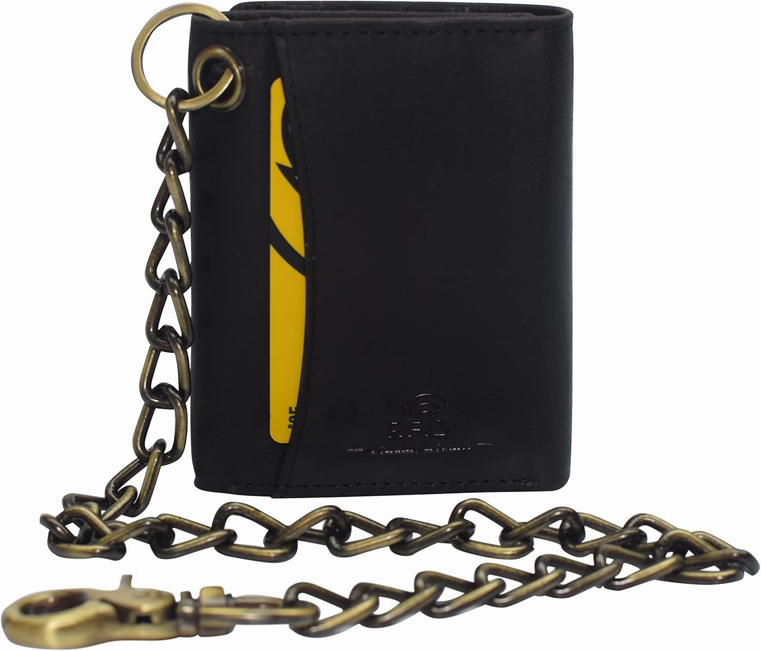 Men's RFID Blocking Trifold Vintage Leather Biker Chain Wallet With Snap Closure