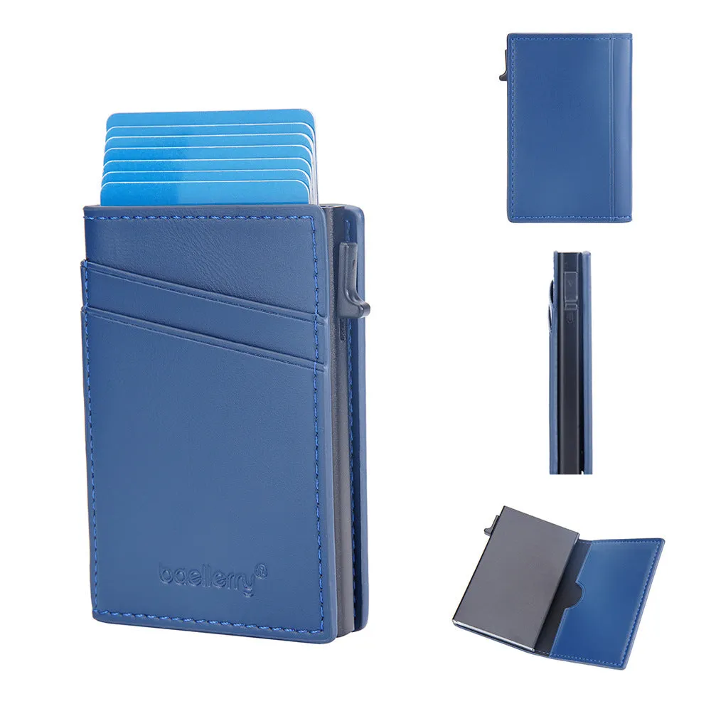 Men's Simple Side Push Aluminum Box Clamp Card Holder