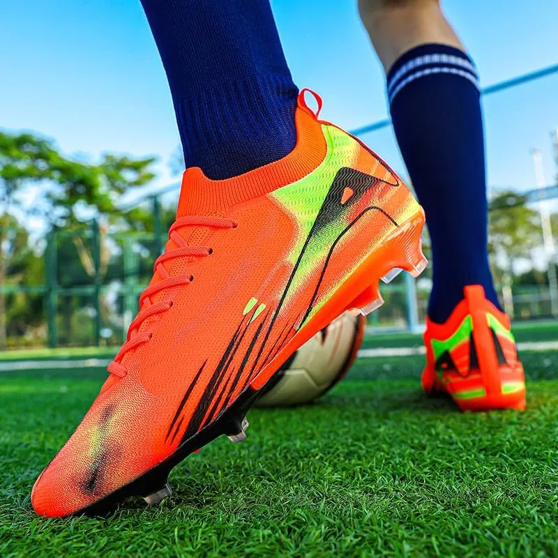 Men’s Soccer Shoes Low-Tops Lace-Up Non-Slip Spikes Indoor Outdoor Sport Flexible Athletic Football Futsal TF/AG Turf Cleats