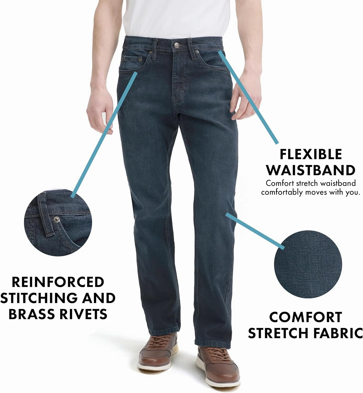 Mens Jeans Relaxed Fit – Straight Leg Stretch Jeans for Men – Ultimate Comfort Superflex Pants