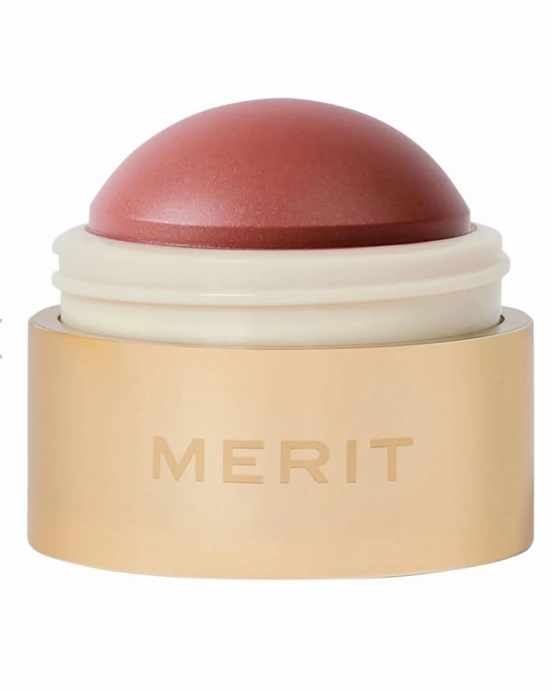 Merit Cheeky Cream Blush, Lightweight Buildable Color Balm with Vitamin E for Cheeks and Lips Flush Balm Cream Blush (0.31oz) (Cheeky - Cool Pink)