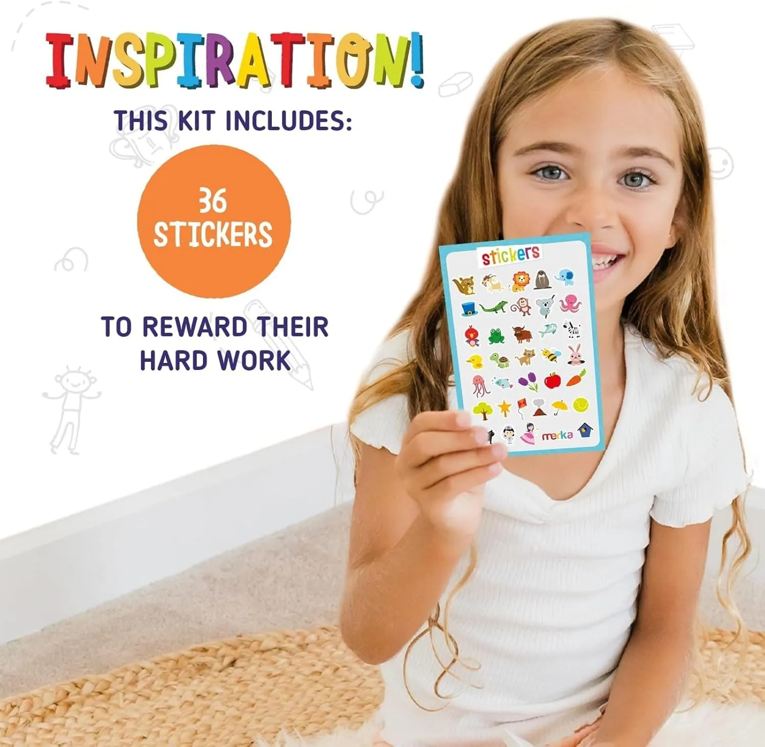 Merka Toddler Learning Kit, Learning ABC, Alphabet, Letters, Colors, Shapes and Numbers, Educational Toys Set with 4 Posters, 58 Flashcards, Practice Book, Sticker, Preschool Homeschool Kit