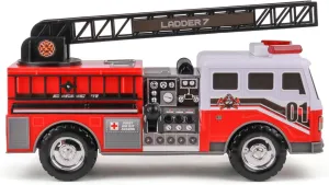Mighty Fleet Mighty Motorized Fire Ladder Truck Firetruck Toy w/Lights & Sounds, Motorized Ladder, Extending Ladder, Realistic Design & Batteries Included - Age 3 