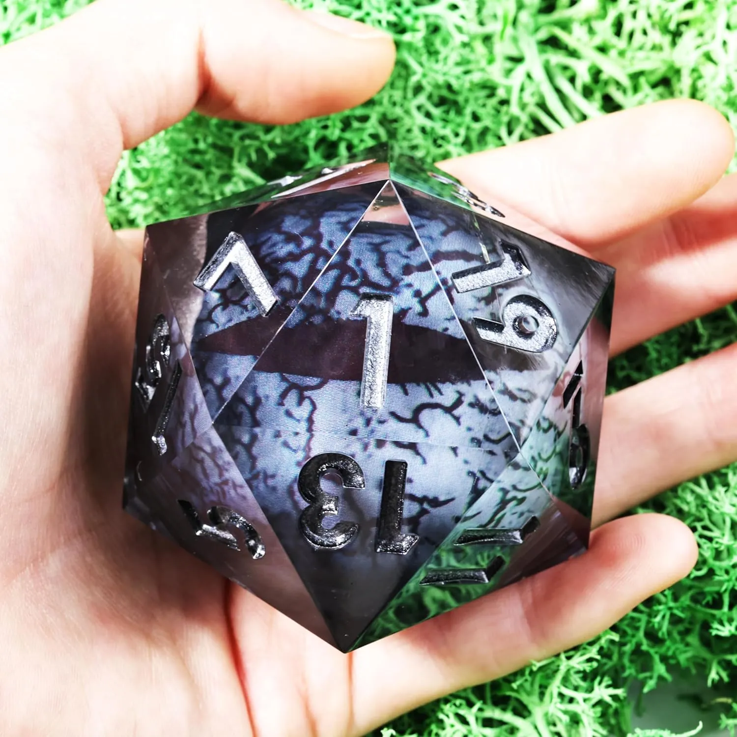 Mini Planet 50mm Chonk Sharp Edge Liquid Core Polyhedral Board Game RPG Resin D20 Dice