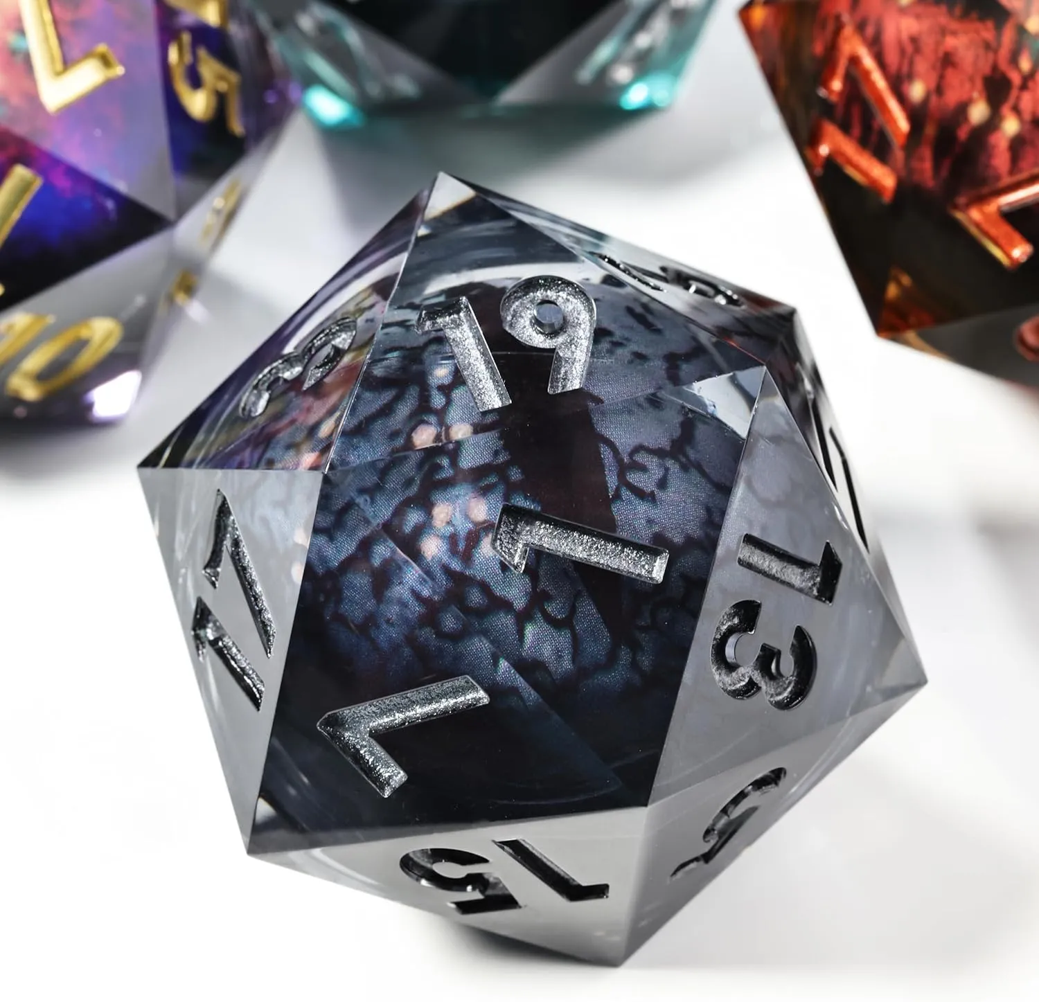 Mini Planet 50mm Chonk Sharp Edge Liquid Core Polyhedral Board Game RPG Resin D20 Dice