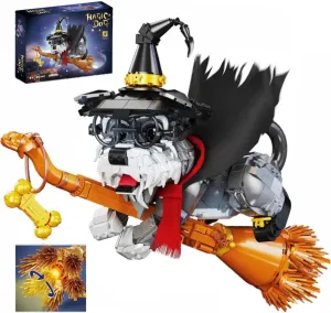 Mini Schnauzer Magic Building Blocks,Adorable Wizard Dog Model Toy Kit,Halloween Animal Decorations for Living Room and Bedroom,1298 Pcs Idea Creative Stem Gifts for Both Adults and Children
