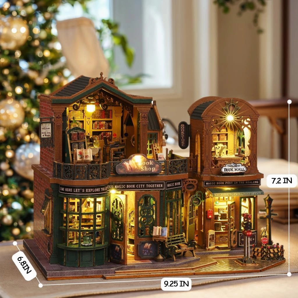 Miniature House Kit, Dollhouse Kit, Miniature Kit, DIY Mini House Building Kit for Adult Teen, Book Shop