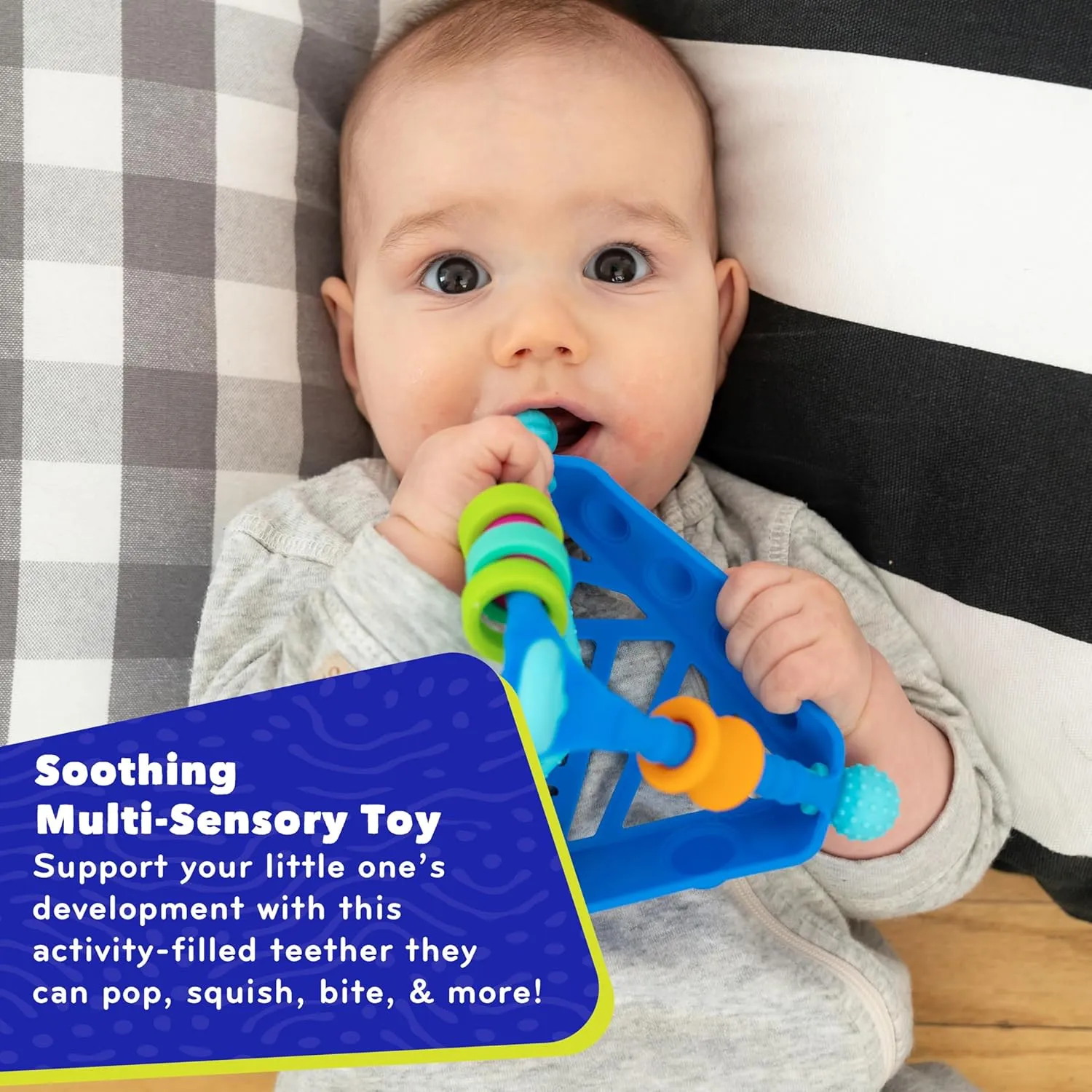 Mobi Wigloo Activity Toy - Sensory Activities for Toddlers and Kids, Teething Toy Made with Food Grade Silicone, BPA and Phthalate Free - Babies 6-12 Months and Up, Pack of 1