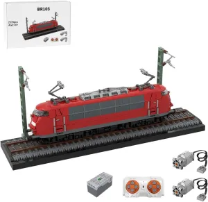 MOC-212170 German BR103 Electric Locomotive Building Blocks Set, Classic Train Model for Adults, Highly Detailed Railway Engine, Red Color, 2578 Pieces