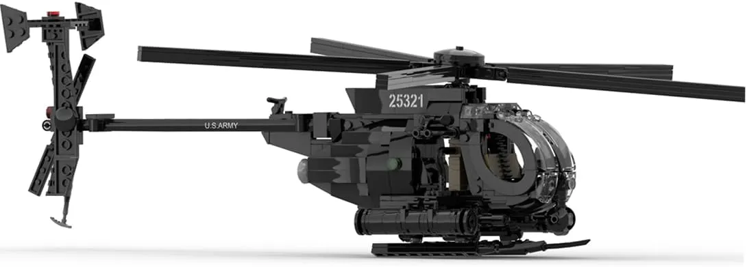 MOC-88275 MH-6 Little Bird Helicopter Model Building Blocks Set, DIY Military Aircraft Models for Adults, Display and Collectible Toys (595PCS)