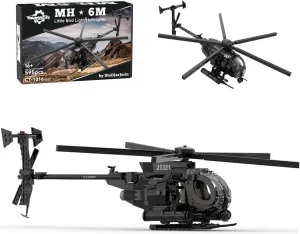 MOC-88275 MH-6 Little Bird Helicopter Model Building Blocks Set, DIY Military Aircraft Models for Adults, Display and Collectible Toys (595PCS)