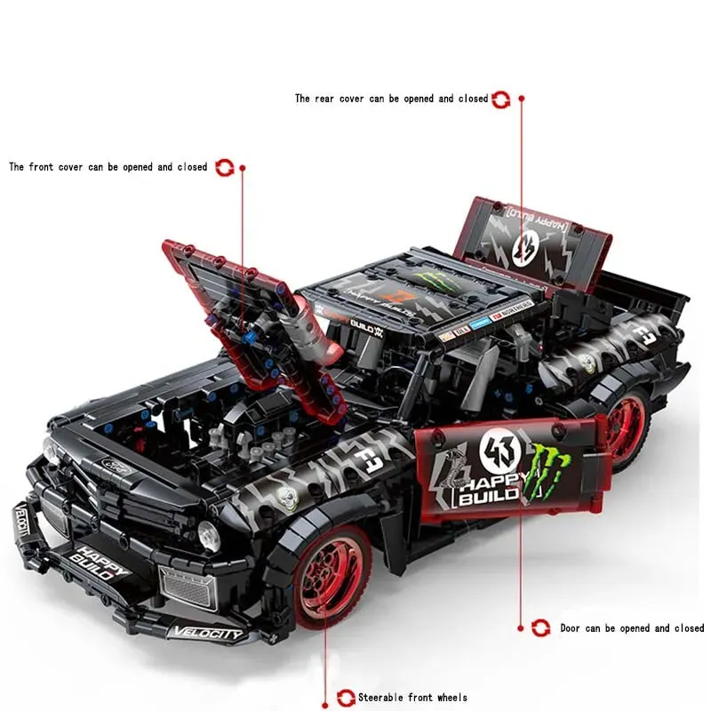 MOC Mustang Hoonicorn V2 Classic Racing Car Bricks Toy QC005