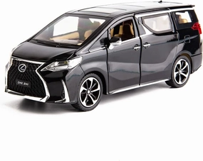 Model Car 1/24 Lexus LM300 Alloy Pull Back Metal Collectible Toy Car with Light and Sound Toy Vehicle Door Can be Opened, Gift Black.