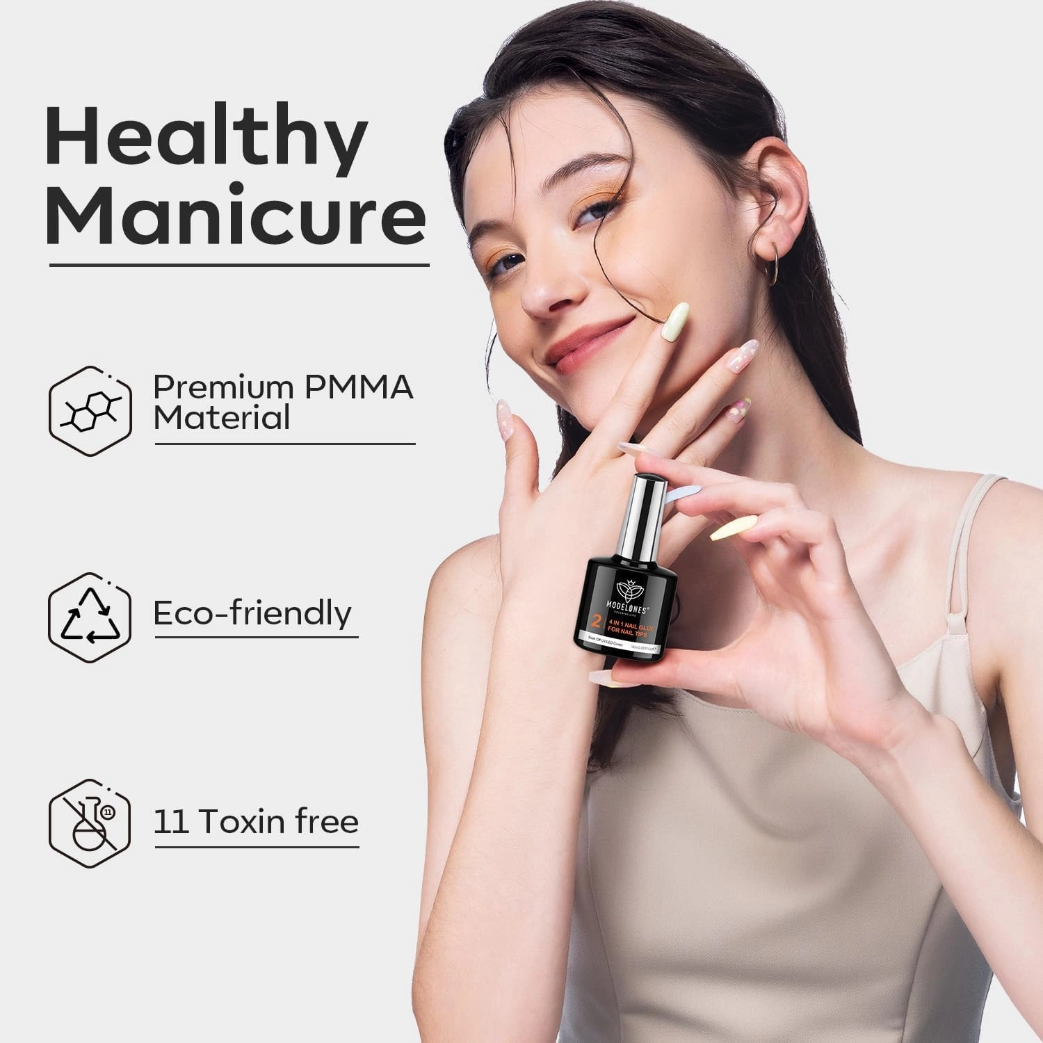 modelones Gel Nail Kit, Fake Nails Medium Coffin, 9-in-One Glue Prep Dehydrator & Portable Mini U V Light Acrylic Clipper, 500Pcs Coffin Tips Extension Kit for DIY Salon Home Gifts for Women