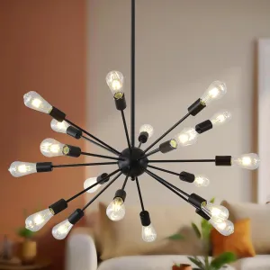 Modern Sputnik Chandelier Ceiling Lights Fixture, Mid-century Retro Industrial Style Ceiling Pendant 18-Lights， Used in Living Room, Bedroom, Dining Room, Kitchen Island, Foyer, Stair Corridor, Bar