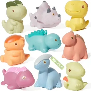 Mold-Free & No Holes Dinosaur Bath Toys 9 Pack | for Infants 6-12 & Toddlers 1-3 | Safe and Non Toxic Bathtub Pool Floating Toys | Birthday Gift for Toddlers Boys Girls