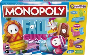 Monopoly Fall Guys Ultimate Knockout Edition Board Game for Players Ages 8 and Up, Dodge Interactive Obstacles, Includes Knockout Die