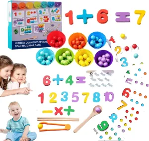 Montessori Arithmetic Math Toy Set – Silicone Digital Learning with Beads, Montessori Toys, Number Crunching Clip Bead Matching, Learning Activities Toy Educational Early, Number Blocks (1PCS)