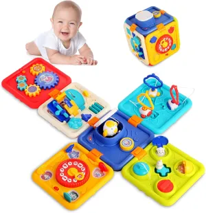 Montessori Educational Sensory Toys for 1 Year Old,6 in 1 Busy Board for Toddler Boys & Girls 1-2 & 2-3 Years
