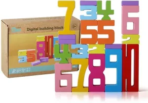 Montessori-Inspired Wooden Number Building Blocks-Wooden Number Blocks for 3  Years Old Kids 1-10 Number Game Balance Competition Toy