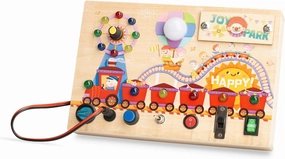 Montessori Busy Board with LED Lights - Switch Sensory Toys for Toddlers, Autism Learning Activities, Baby Travel Educational Toy, Birthday Gift for Boys & Girls (Red)