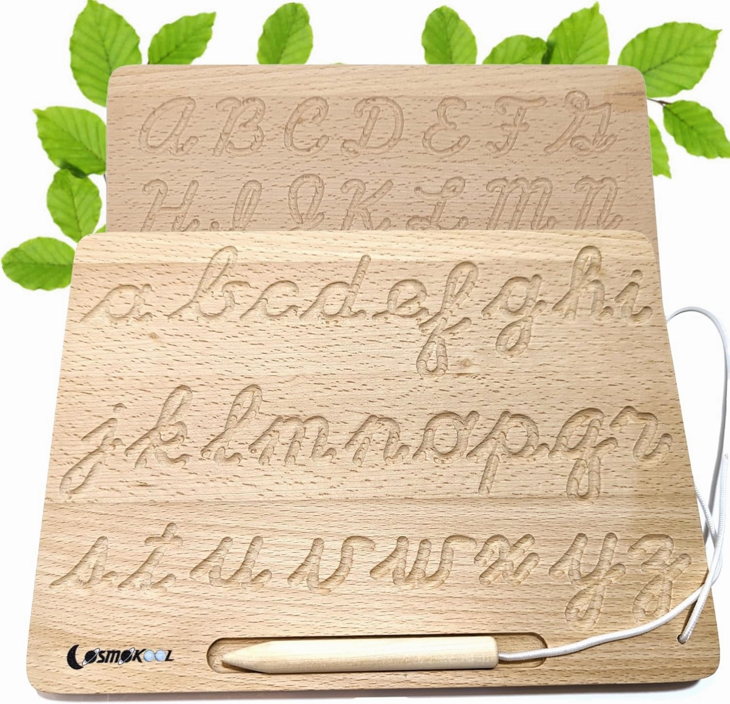 Montessori Cursive Alphabet Tracing Board | Alphabet Letters | ABC Tracing | Double Sided with Wooden Pen | Cursive