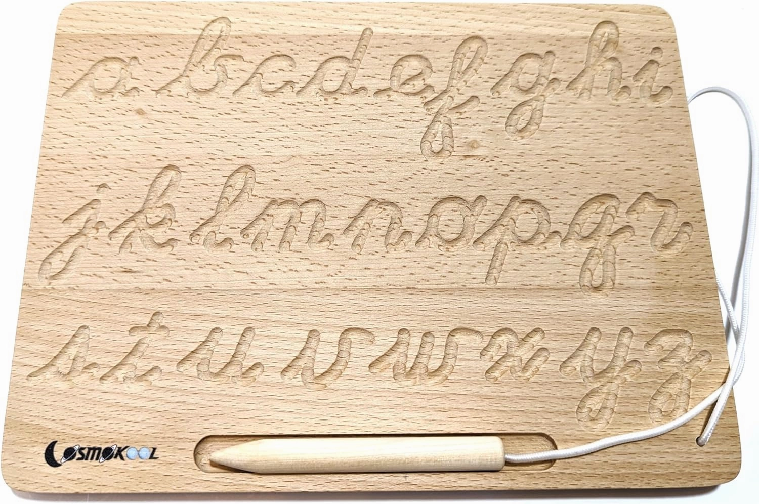 Montessori Cursive Alphabet Tracing Board | Alphabet Letters | ABC Tracing | Double Sided with Wooden Pen | Cursive