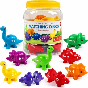Montessori Dinosaur Toys for Kids 2-4,Number Matching Games Preschool Learning Educational Fine Motor Skill Color Sorting Easter Gift Toys for Boys Girls