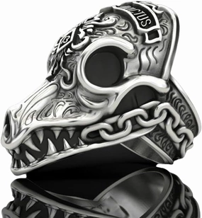 Morior Invictus Ring Men's Oxidized Faith Biker Gothic Ring 925 Sterling Silver Biker Rider Animal Ring Gift Lion Jewelry Animal Men Ring Gift for Him