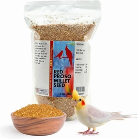 Morning Bird Red Proso Millet Bird Seed Bag 1.5 lbs – Healthy & Nutritious Pet Bird Food is Ideal for Seed Eating Birds - Parakeets, Finches, Cockatiels
