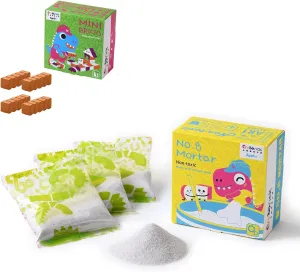 Mortar, Real Red Clay Mini Bricks Half Brick Bundle, Construction Education Toy for Kids 6  Years Old & Adults, Realistic House, DIY Garden, STEM Building Set, Washable and Reusable (50pcs)