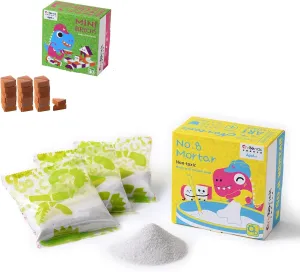 Mortar, Real Red Clay Mini Bricks Triangular Brick v2 Bundle, Construction Education Toy for Kids 6  Years Old & Adults, Realistic House, DIY Garden, STEM Building Set, Washable and Reusable (50pcs)