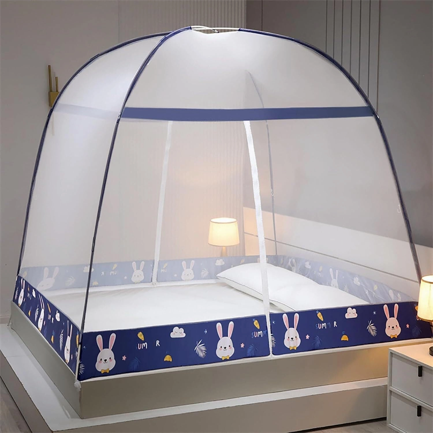 Mosquito Net Tent Canopy for Beds, Self-Standing Tent for Camping, W/Fully Enclosed Net Bottom, Folding Portable(4,1.5m)