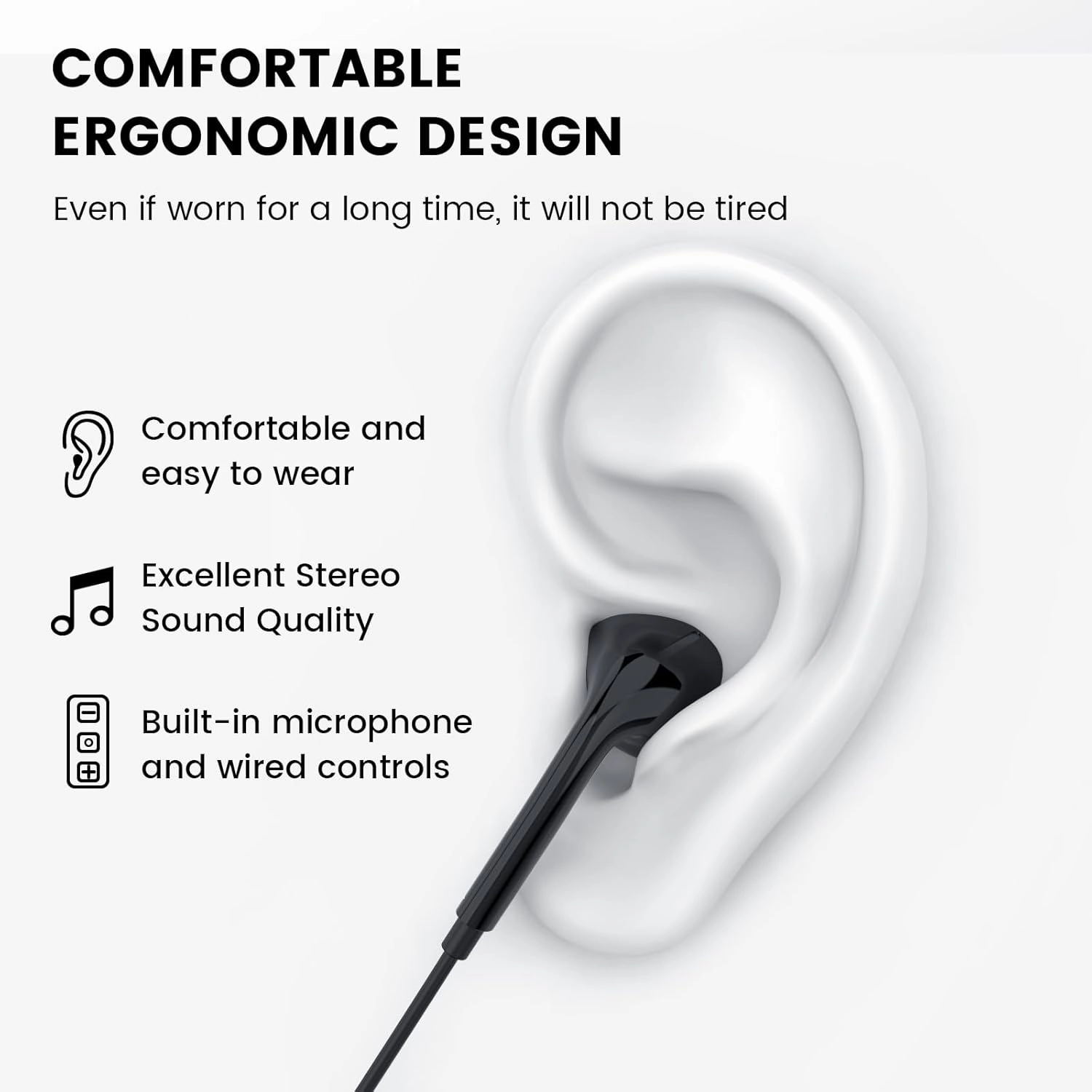 MOSWAG Wired Earbuds with Microphone, 3.5mm Jack in Ear Headphones with Microphone Suitable for Smartphones, Computers, Laptops, IPads, MP3 Players, Etc