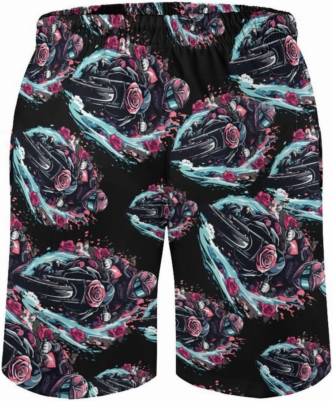 Motorcross Rider Roses Men's Swim Trunks Quick Dry Board Shorts Beach Shorts Bathing Suits with Pockets