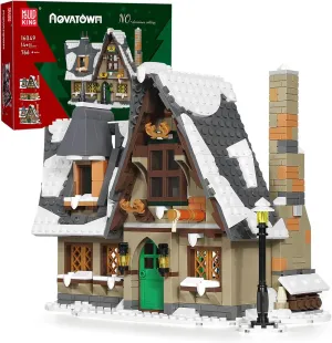 Mould King 16049 Christmas Cottage Building Blocks Kit, Christmas Village Snow House Building Model, Xmas Decoration Gifts Toys for Girls and Boys, Kids/Adult (766 PCS)