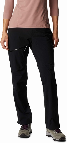 Mountain Hardwear Women’s Stretch Ozonic Pant for Hiking, Backpacking, and Outdoor Activities, Waterproof, Flexible, Adjustable - Black - Medium Long