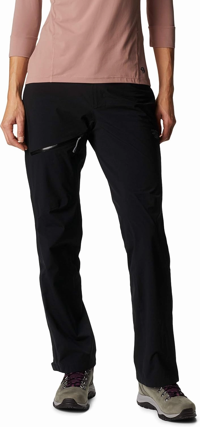 Mountain Hardwear Women’s Stretch Ozonic Pant for Hiking, Backpacking, and Outdoor Activities, Waterproof, Flexible, Adjustable - Black - Medium Long