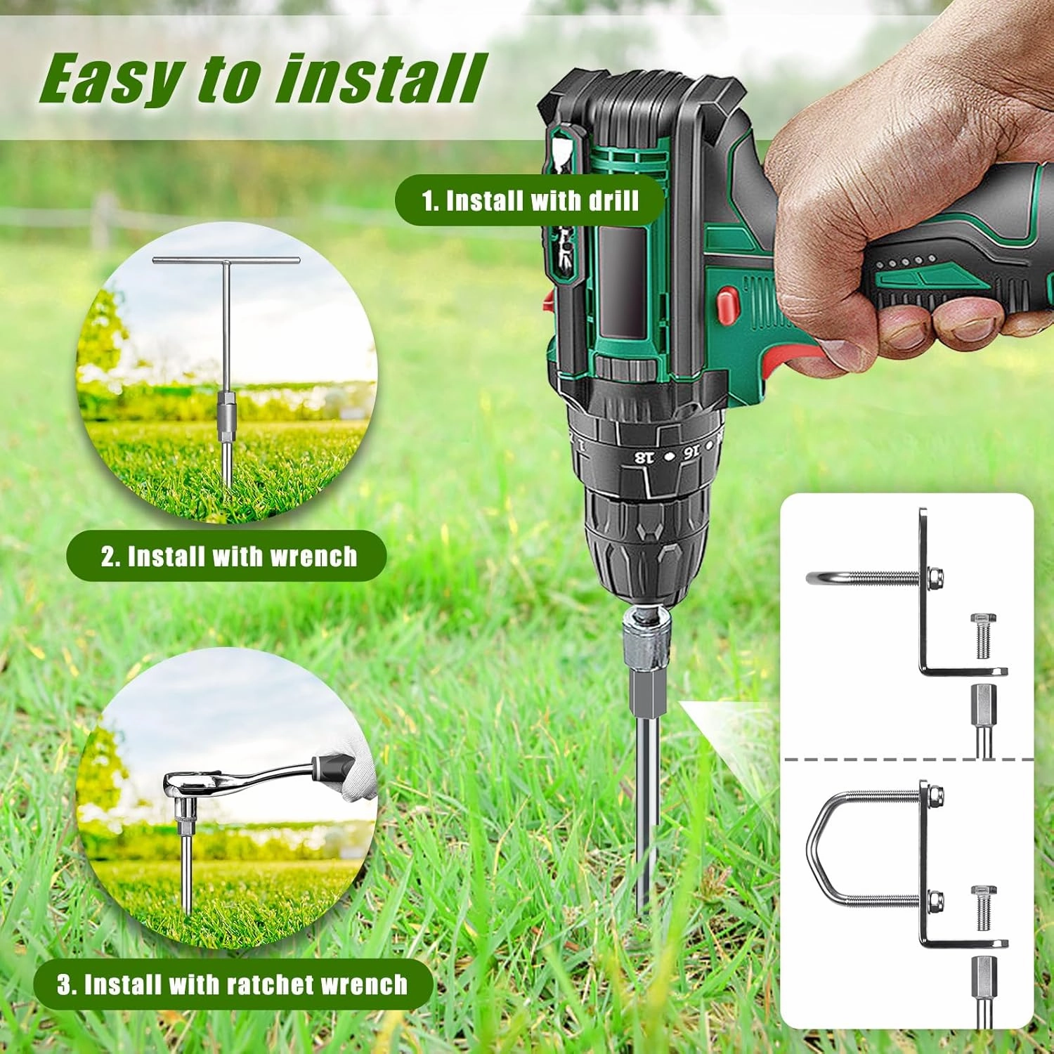 Multi-Purpose Trampoline Stakes Anchors, 3'' Wider Spiral Ground Anchors Screw in, Fully Welded Mobile Home Anchors for Shed, Swing Sets, Carports and More,18''/24''/30'' Set of 2,4,6