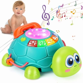 Musical Turtle Baby Toys 6 to 12 Months, Infant Light up Music Toys Tummy Time Development, Crawling Toy for 7 8 9 10  Month Old, Easter Christmas for Babies 4 5 6 12 Month Boy Girl