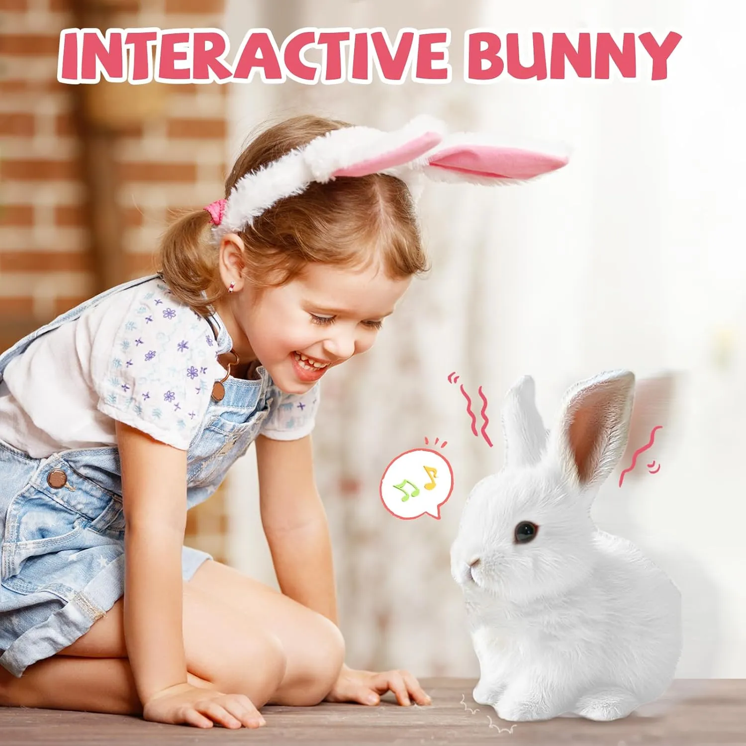 My Realistic Bunny Toy, 2025 New Interactive Easter Bunny Toy, Easter Bunnies Stuffed Animal, Can Walk and Talk Shaking Ears Hopping Realistic Bunnies Plush Gifts for Kids (Gray)