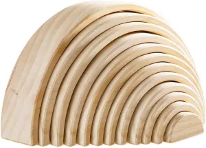 Natural Wood Rainbow Stacker, 12 Piece Extra Large Nesting Puzzle Building Blocks Educational Toys for Toddlers