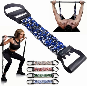 Natural Latex 3-Hole Resistance Stretcher, Chest Expander & Pedal Puller Bands, Full-Body Fitness Training Equipment for Women/Men, High Elasticity & Tear Resistant