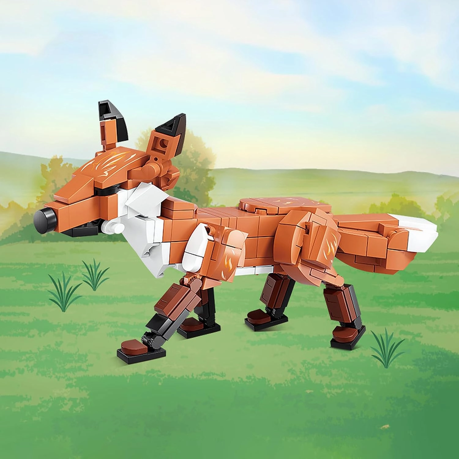 Natural Wild Safari Forest Animal Building Block Set, Giraffe, Fox, Lion, Parrot, Start a Wild Adventure. DIY Building Toy Ideas for Outdoor Games. Gift for 6 Year Old Kids. (All Animals-A)