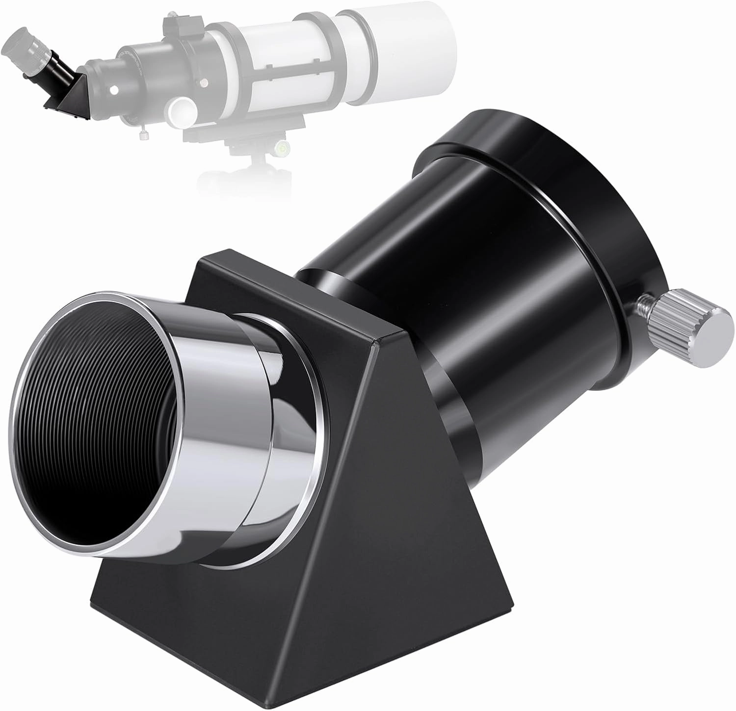 NEEWER 1.25in 45 Degree Prism Diagonal for Correct Image, 45° Refractive Optical Prism with 1.25" Eyepiece Adapter and Brass Rings for Astronomical Telescope, LT-T11