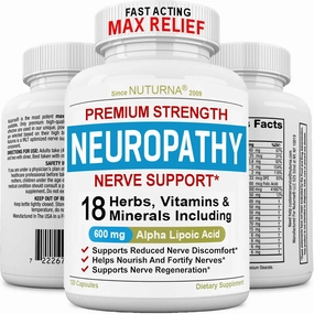 Neuropathy Support Nerve Supplement with 600 mg Pure Alpha Lipoic Acid - Maximum Strength Formula, Fortify Nerves in Fingers, Hands, Toes, & Feet - Best Peripheral Relief Support - 120 Capsules