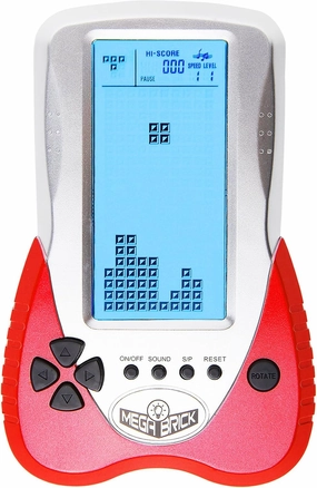 New Retro Block Brick Game Console Large Screen Blue Backlight Brightness can be Adjusted Build in 23 Game Compatible with Lithium Battery/AAA Batteries can Plug in Headphone (Red)