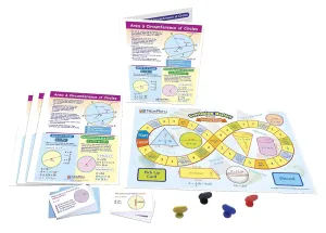 NewPath Learning 23-6969 Area and Circumference of Circles Learning Center (Grades 6-9) - Game Board, 30 Illustrated Game Cards and Four 4-Panel, Laminated "Write-On/Wipe-Off" Learning Guides
