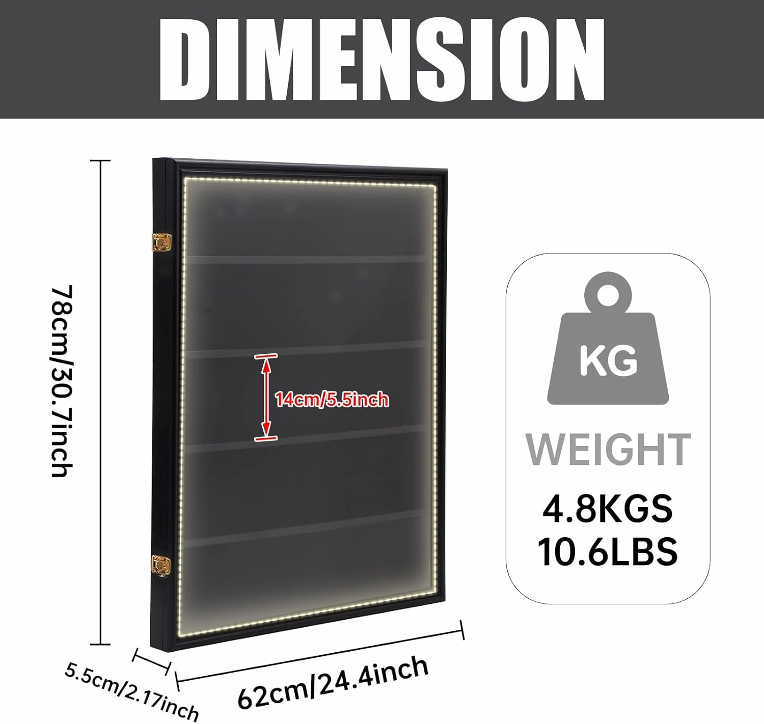 Nice C Baseball Card Display Case with LED Light, 35 Graded Sports Card Display Case, Trading Card Display Case Football Cards, 98% UV Protection, Acrylic, Lockable (LED Vertical 1 Pack)