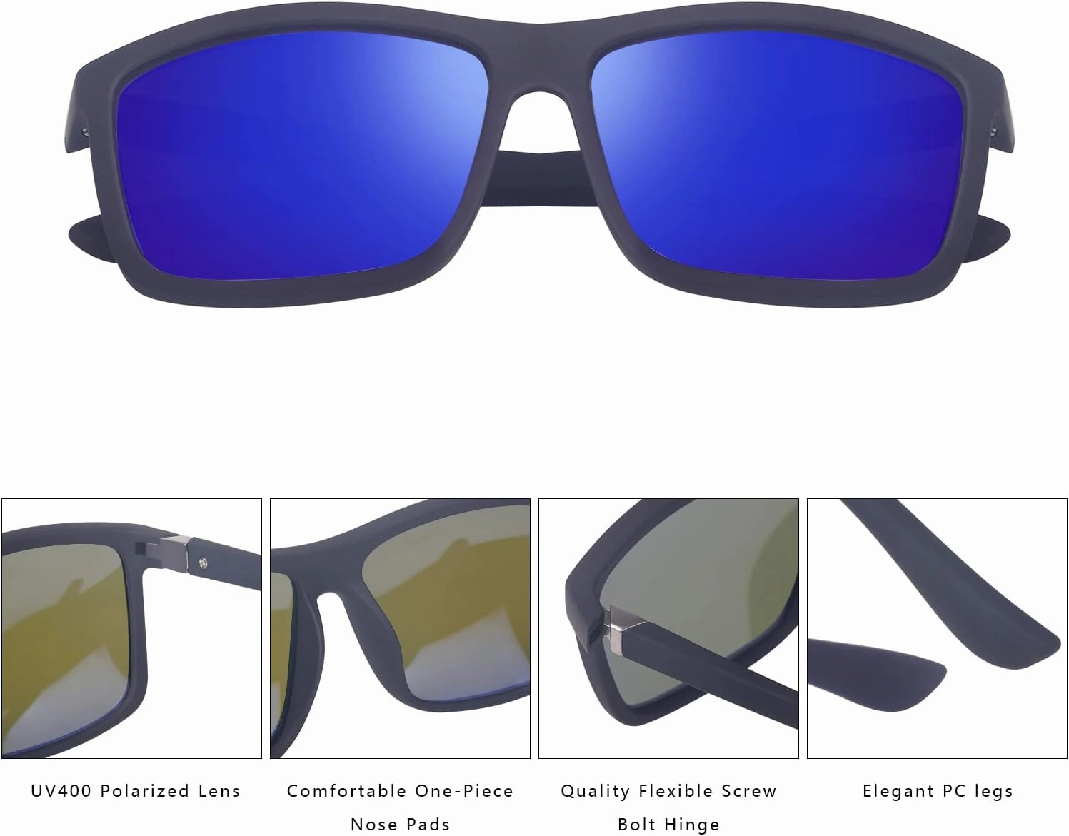 NIEEPA Men's Sports Polarized Sunglasses Square Frame Glasses NP1007